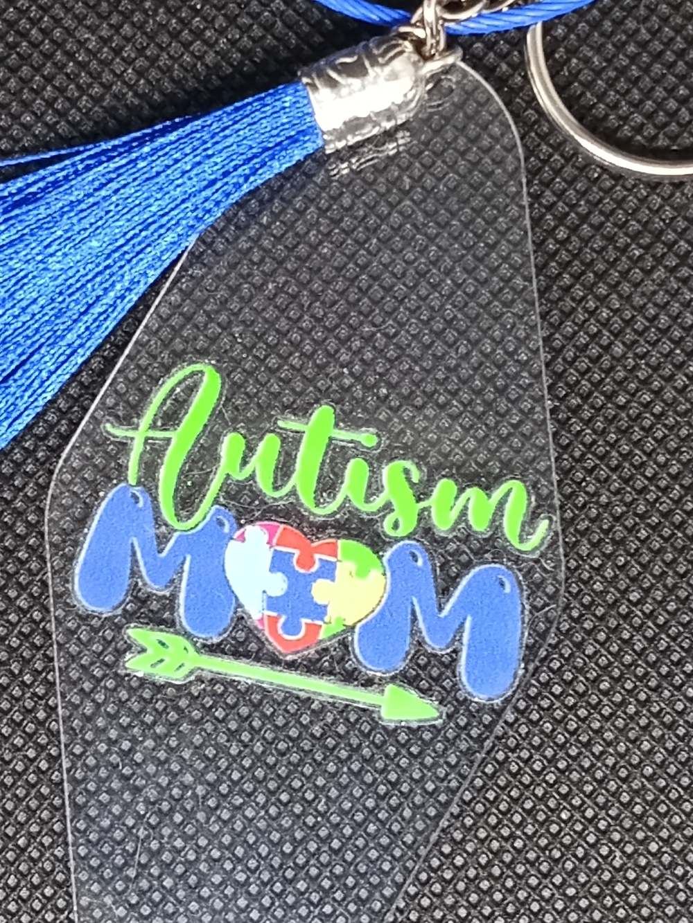 Autism Mom Keychain with Blue Tassel